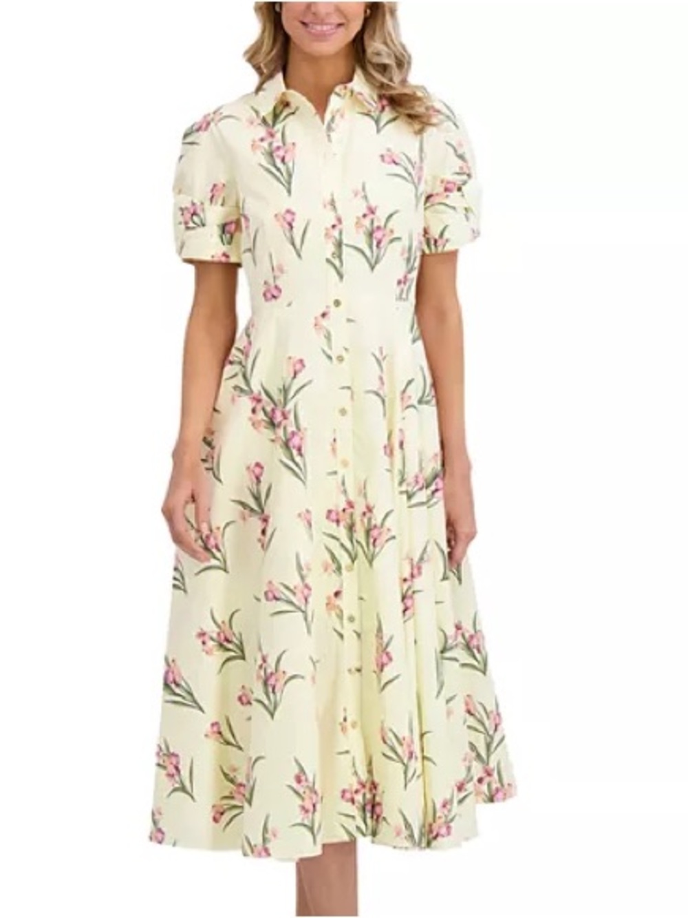 Ted Baker Floral Puff Sleeve Midi Shirtdress Size 4